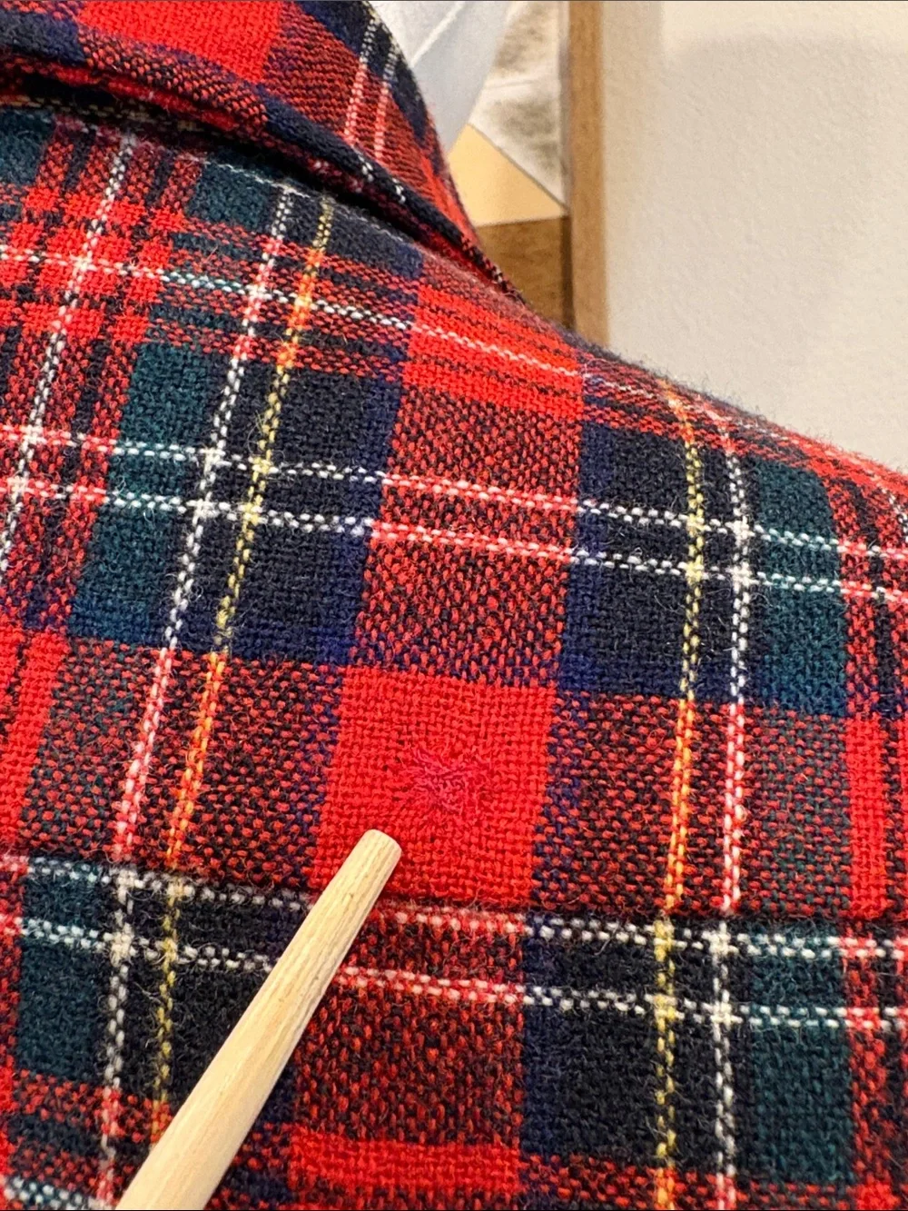 Vintage Ralph Lauren 70s Plaid Button Down Leather Patch Top size 8 *As-Is* - Picture 8 of 16